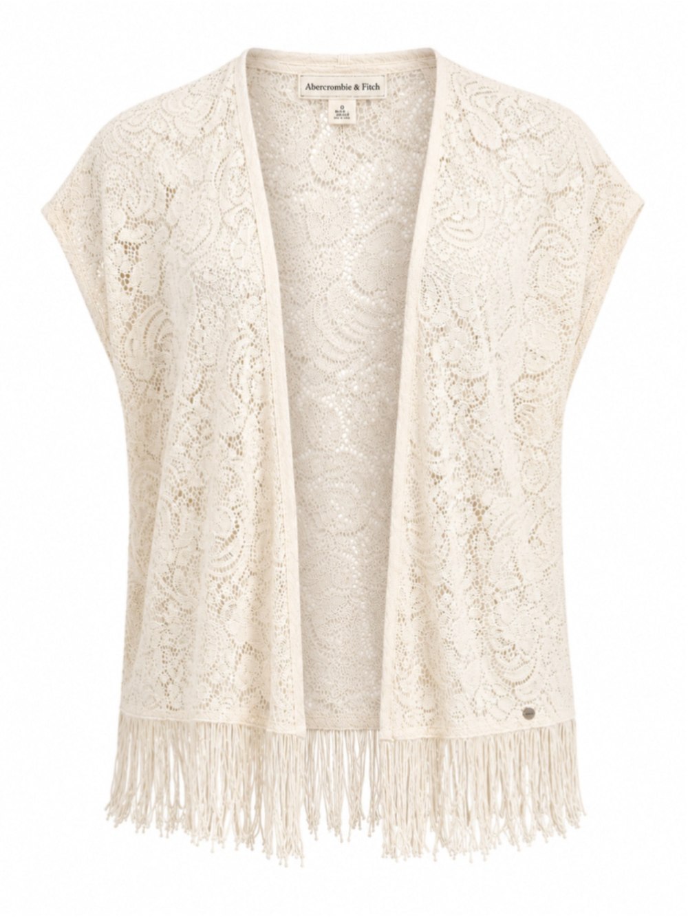 Women's Abercrombie & Fitch Lace Fringe Cardigan Beige one size
282